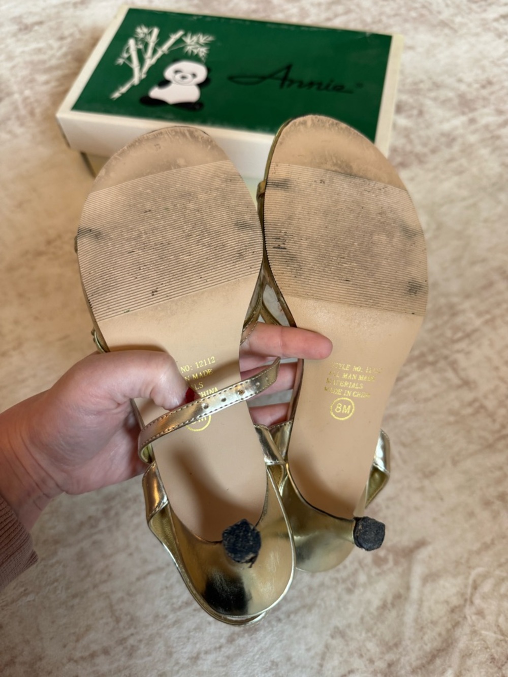Annie Gold Rhinestone Open-Toe Slingback Heels - Picture 4 of 7